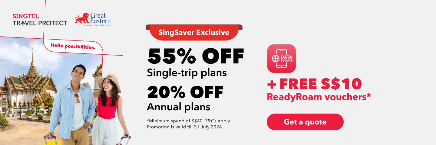 Singtel Travel Protect - 55% off Single Trip Plans