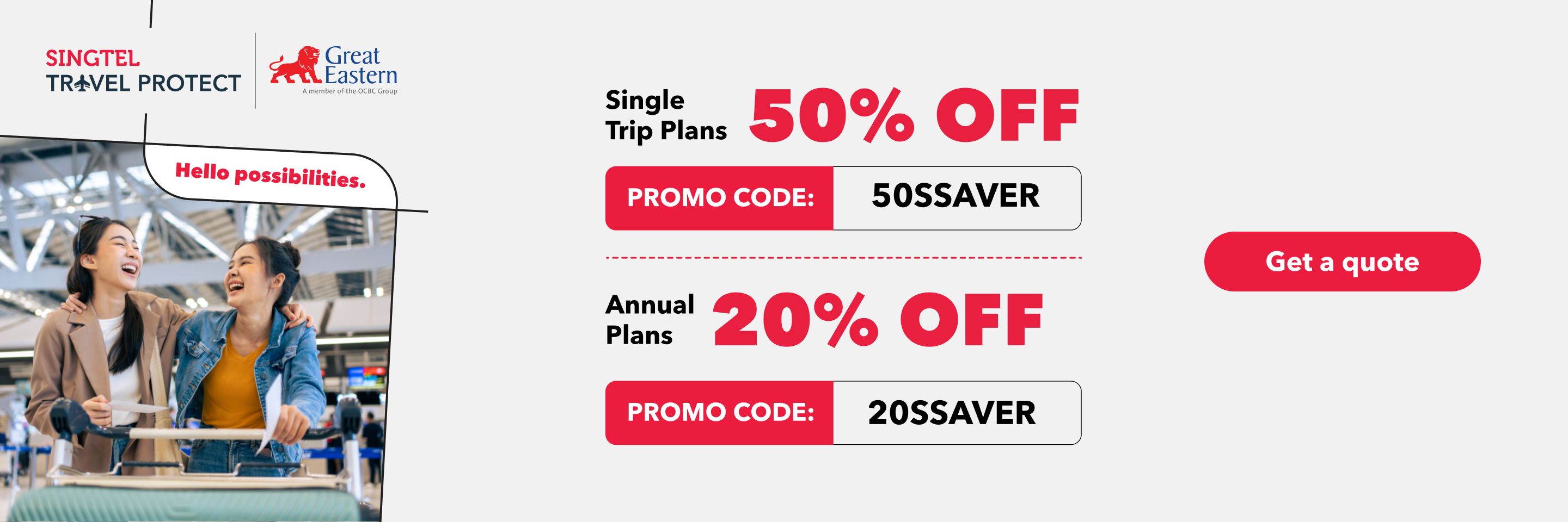 Singtel Travel Protect - 55% off Single Trip Plans