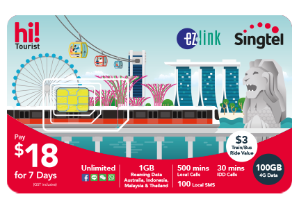 singtel $15 hi tourist ez link sim card